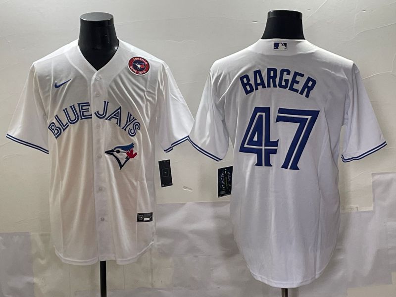 Men 2025 Toronto Blue Jays 47 Barger White Game Nike MLB Jersey style 5